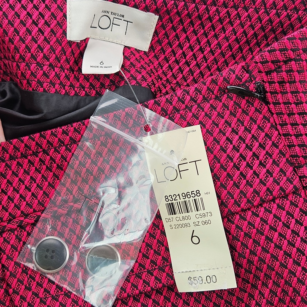 Ann Taylor LOFT Plumb Pink Black Diamond Weave Mini Skirt Size 6 Vintage Y2K NWT